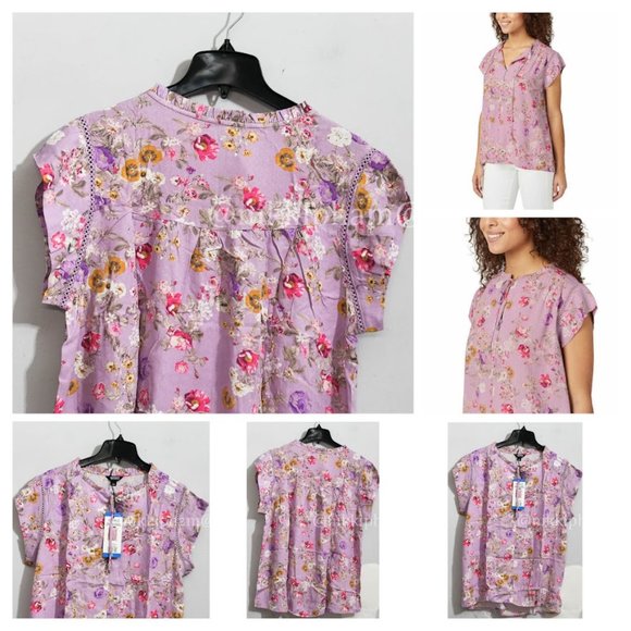 NWT Buffalo Women's Flutter Sleeve Blouse Top in pink - Picture 1 of 5